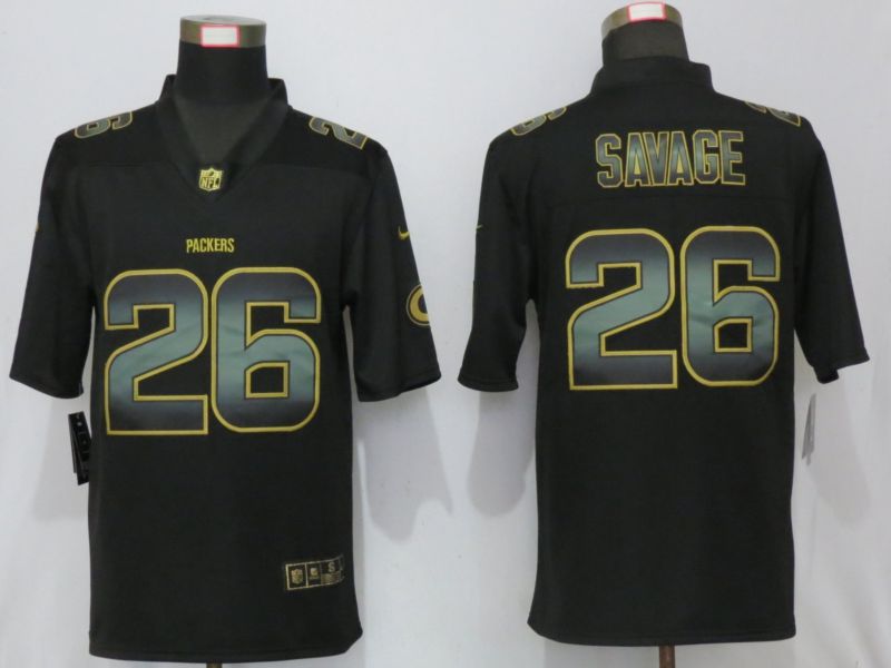 Men Green Bay Packers #26 Savage Black Gold Nike Stitched Vapor Untouchable Limited NFL Jersey->women nfl jersey->Women Jersey
